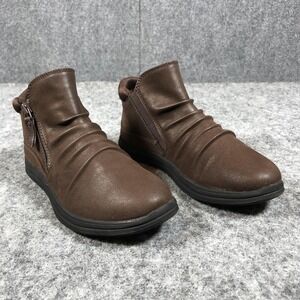 Clarks Cloudsteppers Ankle Boots‎ Womens 6.5M Brown Side Zip Comfort Booties